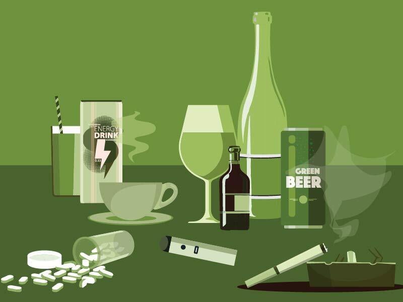 Drugs and alcohol lesson pack illustration (800 x 600px)