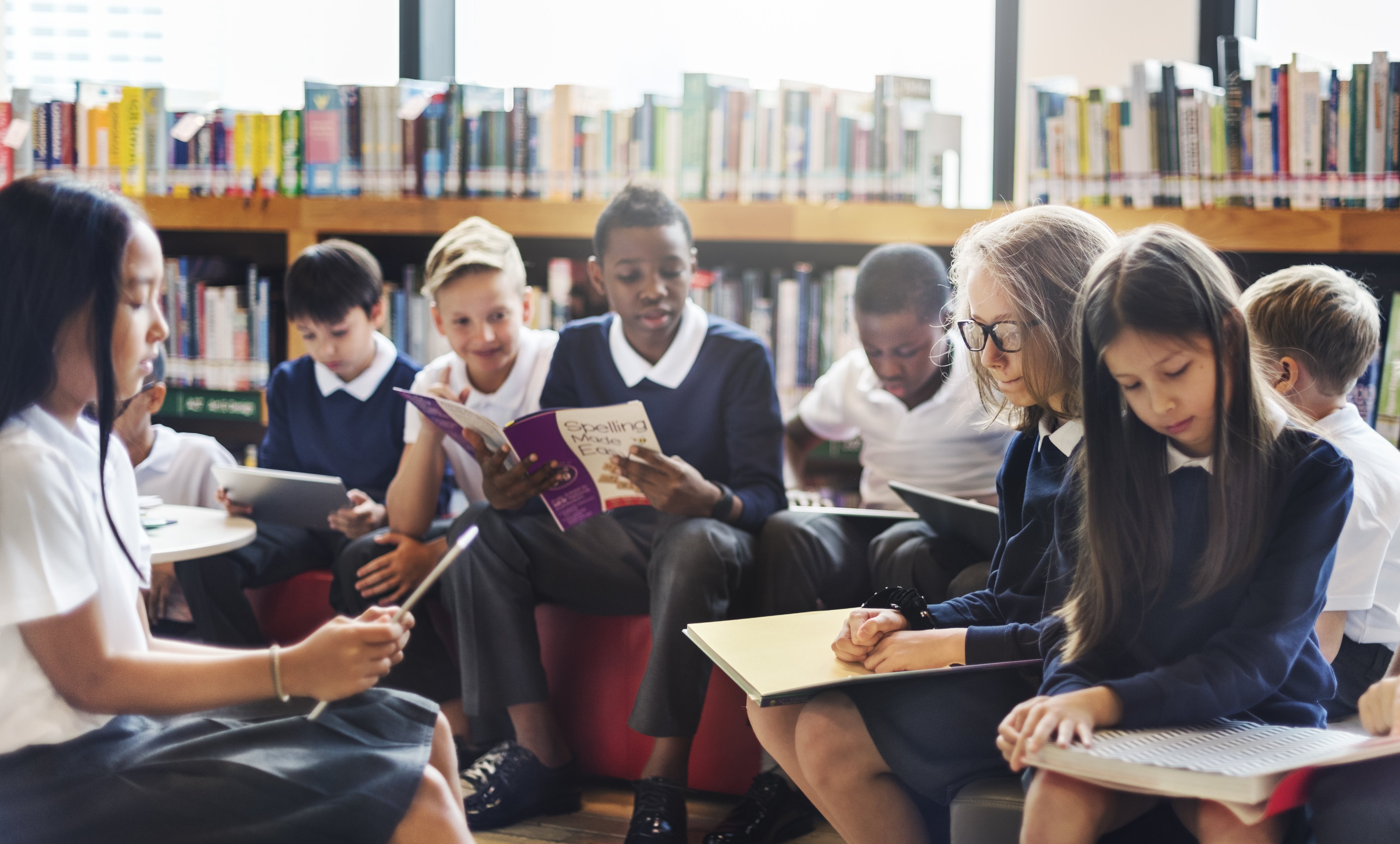 primary children in library