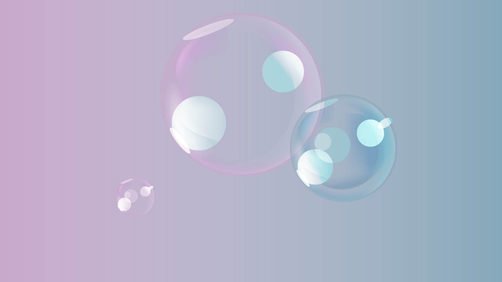 illustrated bubbles floating on gradient purple to blue background