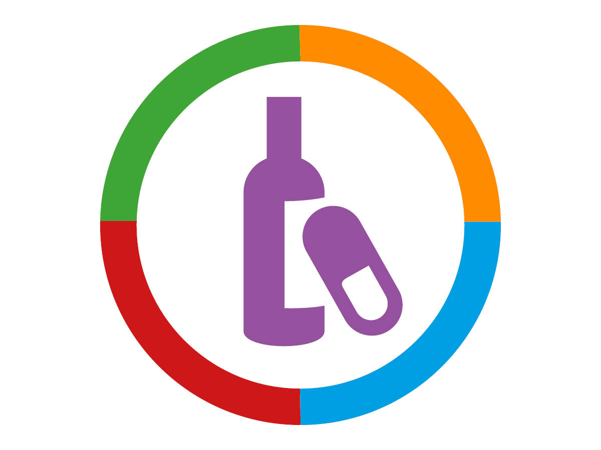 Multicoloured drug and alcohol icon