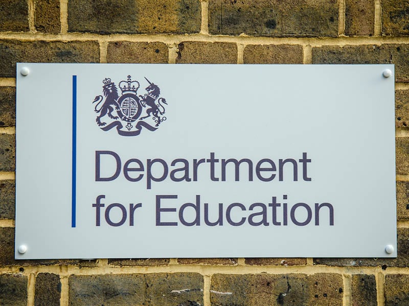 department for Education headquarters sign on wall